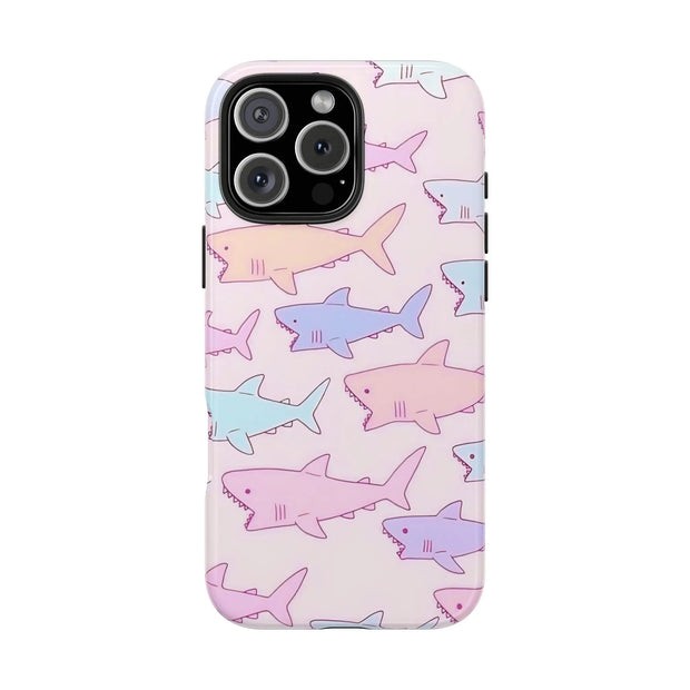 Pastel Shark Pattern Tough Phone Case Printify