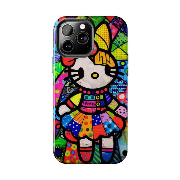 Pop Patchwork Kitty Tough Phone Case LavenderCeleste