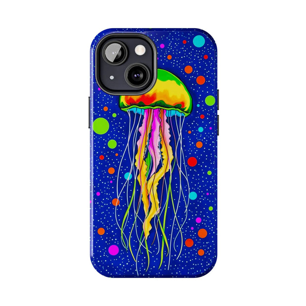 Vibrant Neon Jellyfish Cosmic Sea Tough Phone Case
