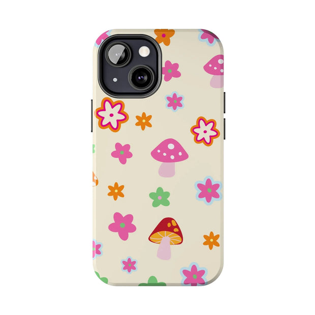 Retro Mushroom Flower Power Tough Phone Case LavenderCeleste