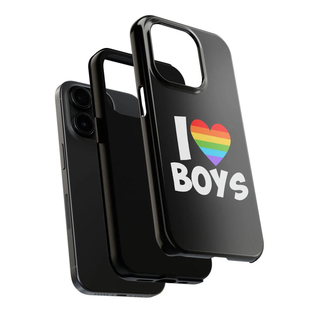 I Love Boys Pride Tough Phone Case – LGBTQ+ Rainbow Heart Design