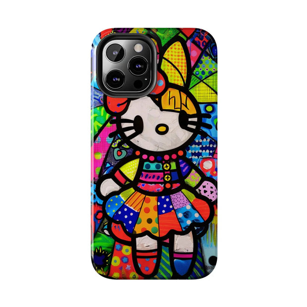 Pop Patchwork Kitty Tough Phone Case LavenderCeleste