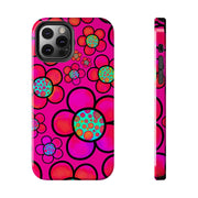 Hot Pink Retro Flower Power Tough Phone Case LavenderCeleste
