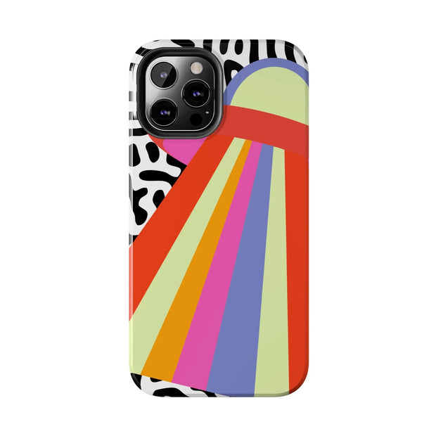 Retro Mod UFO Rainbow Beam Tough Phone Case LavenderCeleste