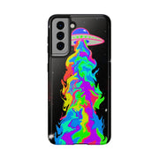 Psychedelic Neon UFO Abduction Tough Phone Case LavenderCeleste