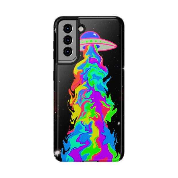 Psychedelic Neon UFO Abduction Tough Phone Case LavenderCeleste