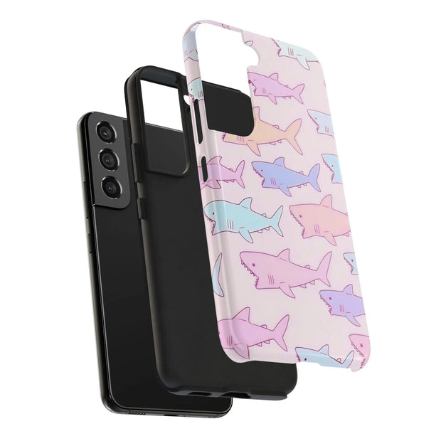 Pastel Shark Pattern Tough Phone Case LavenderCeleste