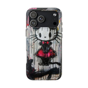 Goth Bow Cat Graffiti Pop Art Tough Phone Case LavenderCeleste