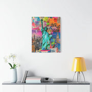 Vibrant New York Collage Matte Canvas – Statue of Liberty Pop Art Printify
