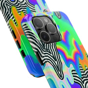 Trippy Technicolor Drip Retro Tough Phone Case LavenderCeleste