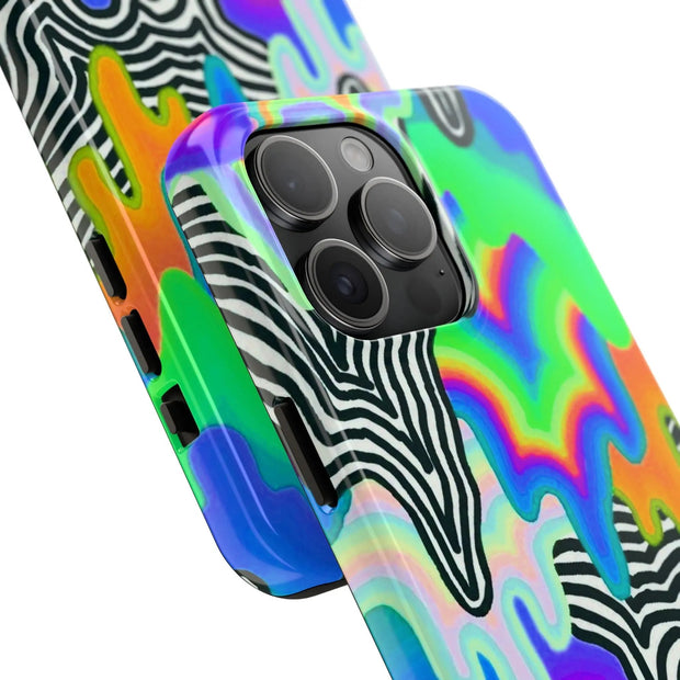 Trippy Technicolor Drip Retro Tough Phone Case LavenderCeleste