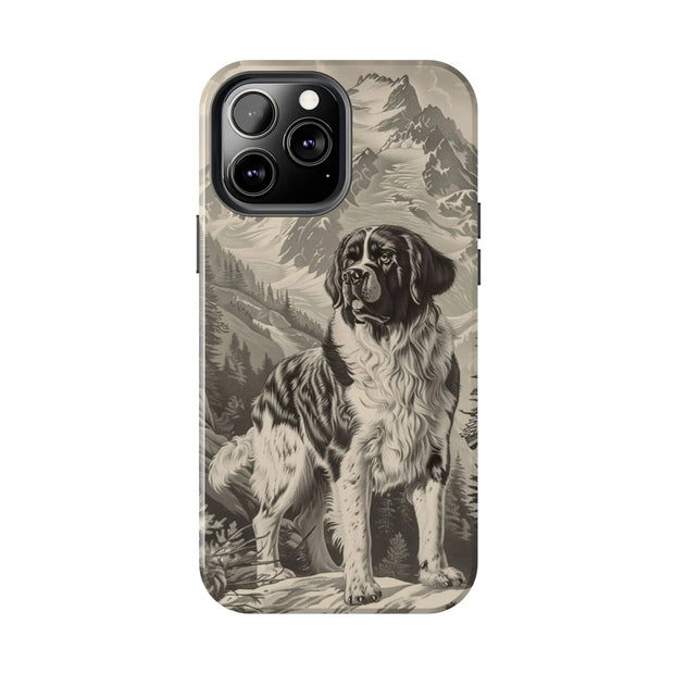 Saint Bernard Toile de Jouy Vintage Tough Phone Case LavenderCeleste