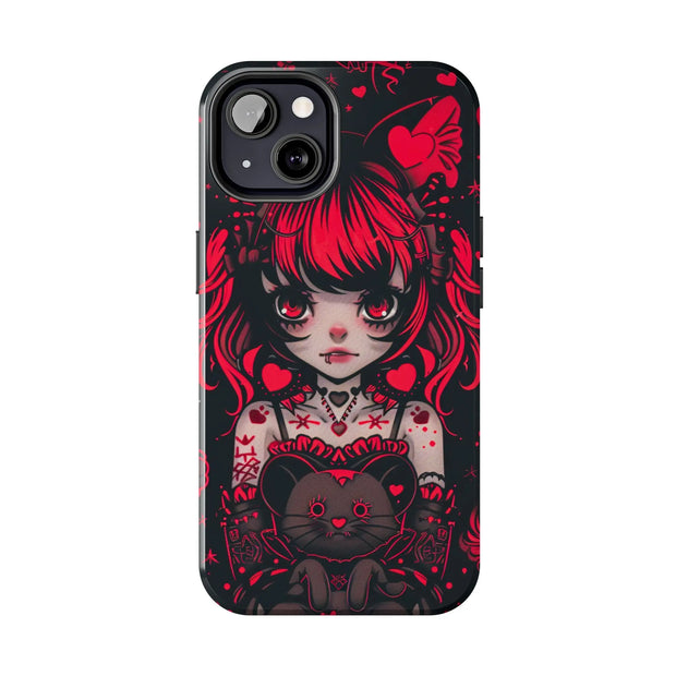 Kawaii Gothpunk Red Heart Tough Phone Case