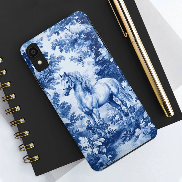 Blue Toile Horse Country Scenic Tough Phone Case LavenderCeleste