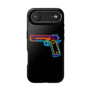 Neon Rainbow Gun Tough Phone Case – Bold Retro Vaporwave Aesthetic Printify