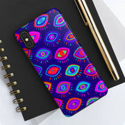 Trippy Neon Evil Eye Protective Tough Phone Case LavenderCeleste