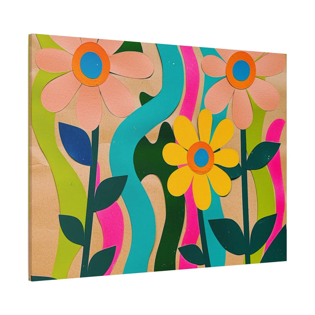 Groovy Paper Cut Flower Matte Canvas Art LavenderCeleste