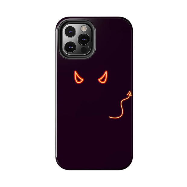 Neon Devil Eyes Tough Phone Case – Minimal Dark Glow Aesthetic Printify