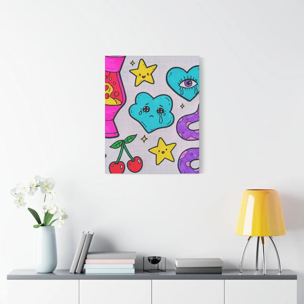 Kawaii Lava Lamp Sad Cloud Snake Matte Canvas Print LavenderCeleste