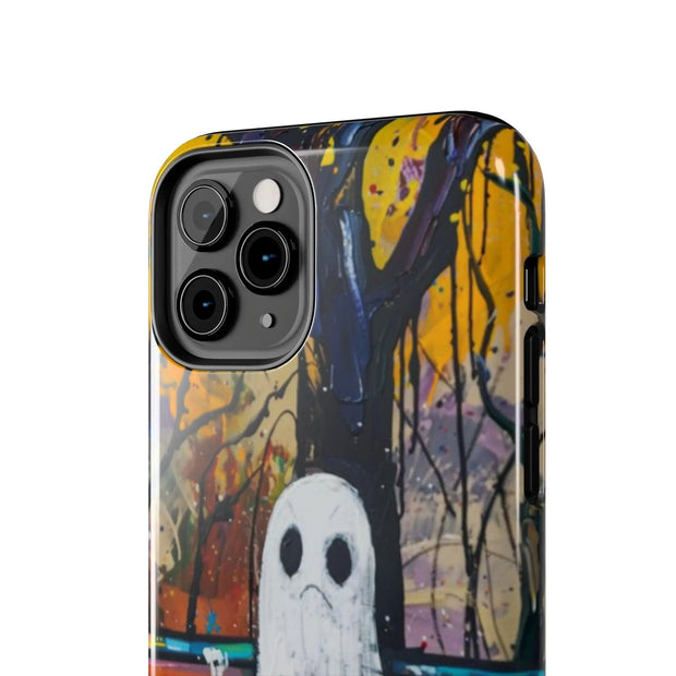 Sad Ghost on Park Bench Abstract Art Phone Case LavenderCeleste