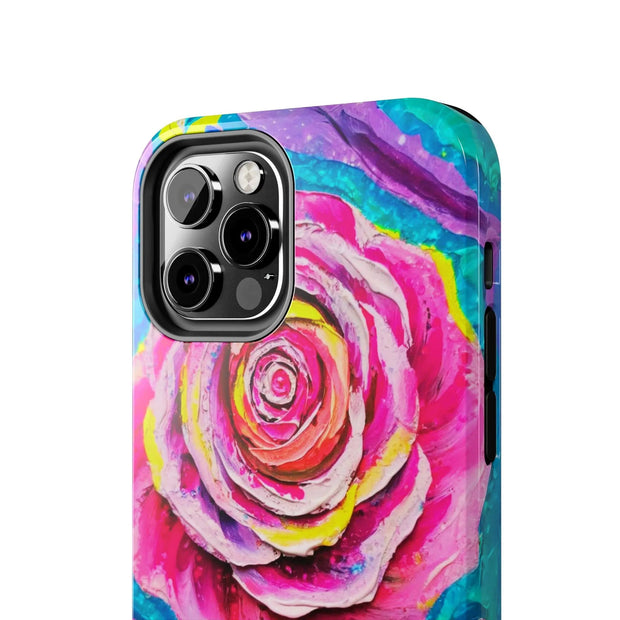Vibrant Pink Rose Abstract Tough Phone Case LavenderCeleste