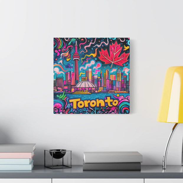 Toronto Pop Art Skyline Matte Canvas Wall Art LavenderCeleste