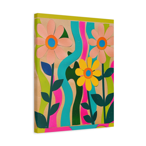 Groovy Paper Cut Flower Matte Canvas Art LavenderCeleste