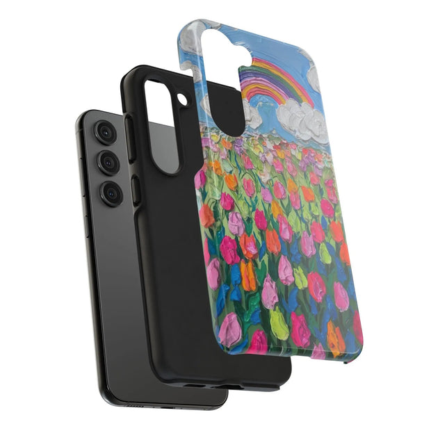 Rainbow Tulip Field Tough Phone Case LavenderCeleste