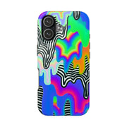 Trippy Technicolor Drip Retro Tough Phone Case LavenderCeleste