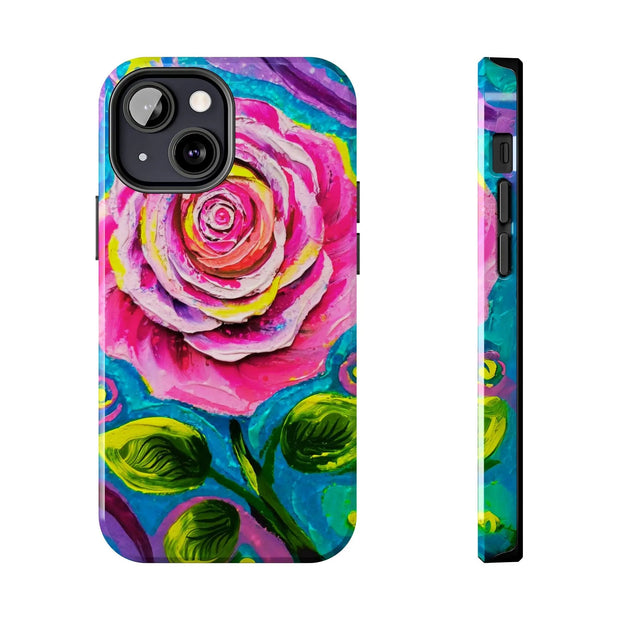 Vibrant Pink Rose Abstract Tough Phone Case LavenderCeleste