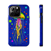Vibrant Neon Jellyfish Cosmic Sea Tough Phone Case