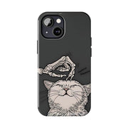 Skeleton Scratch Cat Gothic Humor Tough Phone Case LavenderCeleste