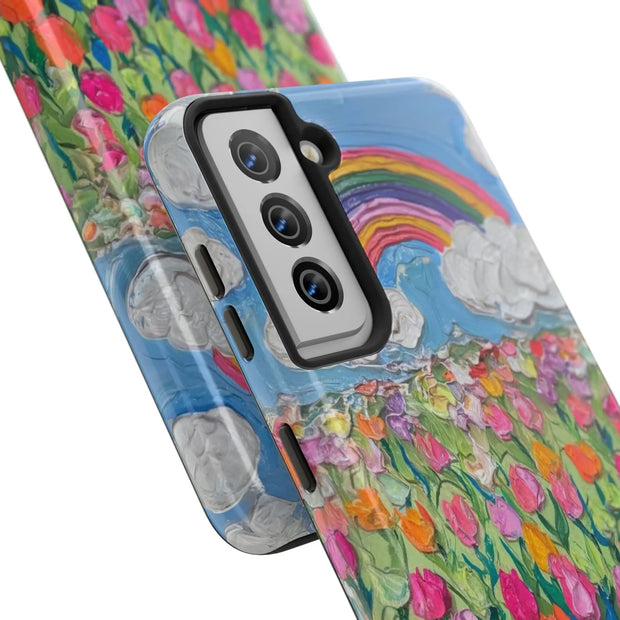 Rainbow Tulip Field Tough Phone Case LavenderCeleste