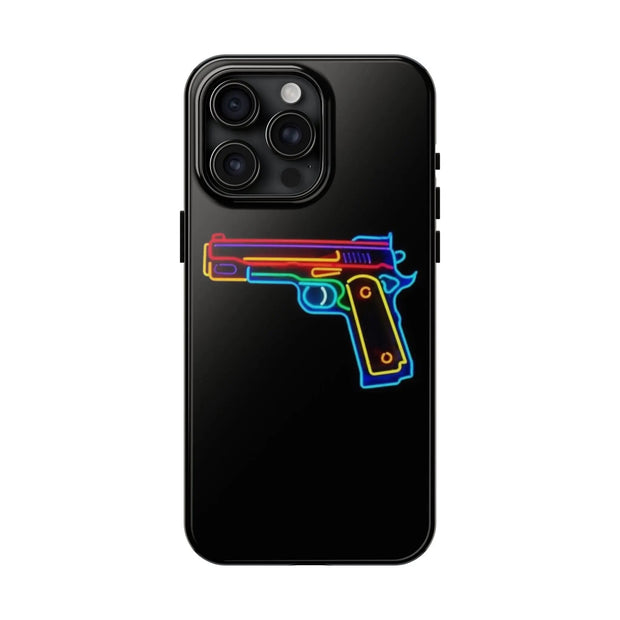 Neon Rainbow Gun Tough Phone Case – Bold Retro Vaporwave Aesthetic Printify