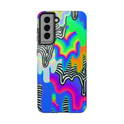 Trippy Technicolor Drip Retro Tough Phone Case LavenderCeleste