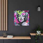 Marilyn Monroe Graffiti Matte Canvas – Neon Pop Art Street Style Wall Decor - LavenderCeleste