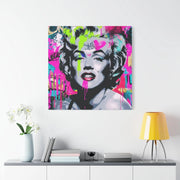 Marilyn Monroe Graffiti Matte Canvas – Neon Pop Art Street Style Wall Decor - LavenderCeleste