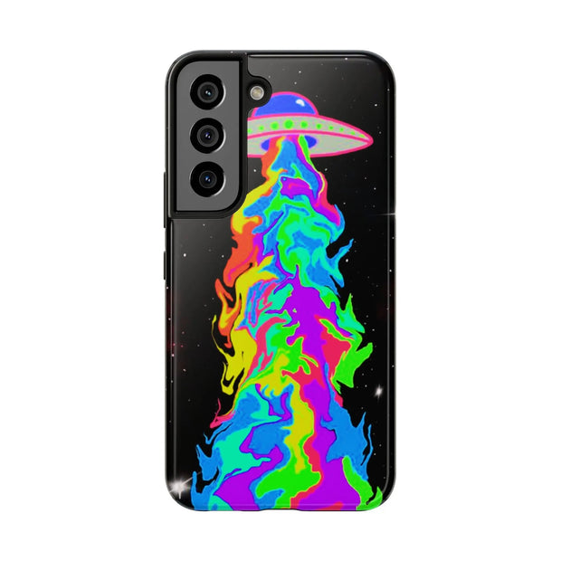 Psychedelic Neon UFO Abduction Tough Phone Case LavenderCeleste