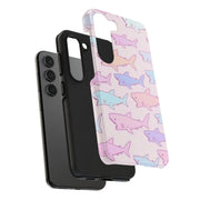 Pastel Shark Pattern Tough Phone Case LavenderCeleste