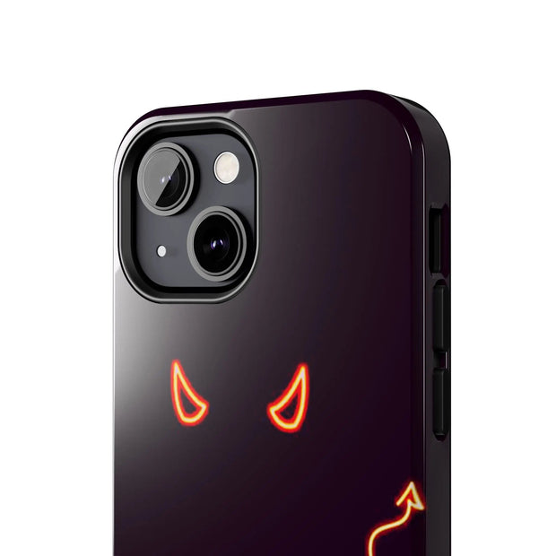 Neon Devil Eyes Tough Phone Case – Minimal Dark Glow Aesthetic Printify