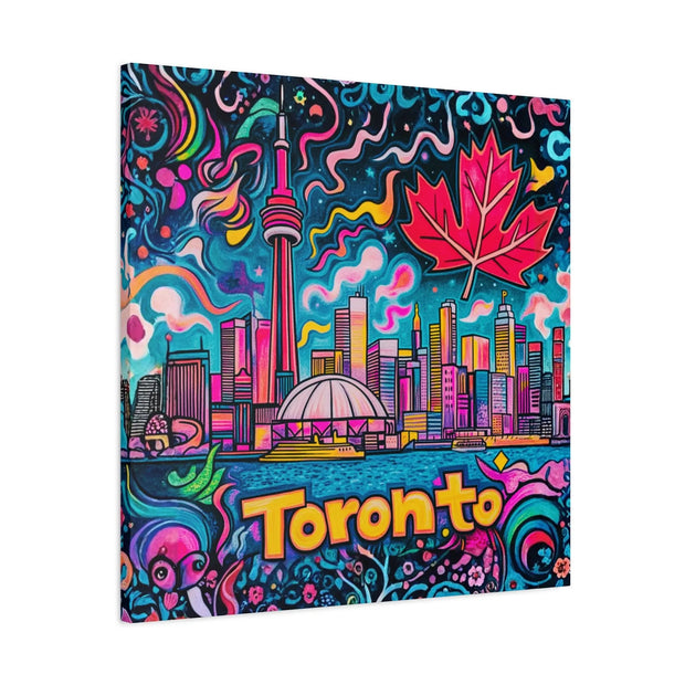 Toronto Pop Art Skyline Matte Canvas Wall Art LavenderCeleste