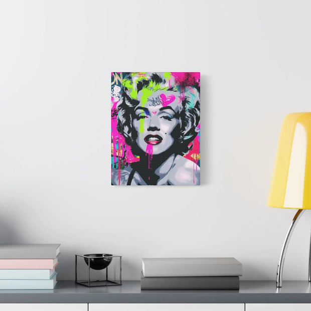 Marilyn Monroe Graffiti Matte Canvas – Neon Pop Art Street Style Wall Decor - LavenderCeleste