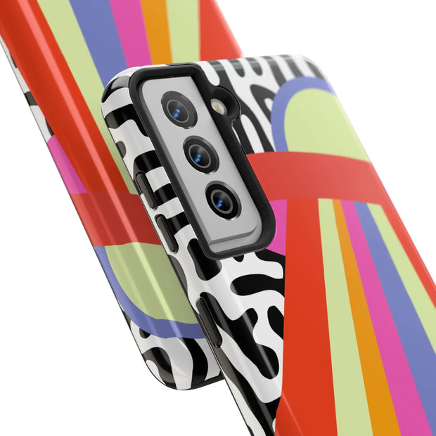 Retro Mod UFO Rainbow Beam Tough Phone Case LavenderCeleste