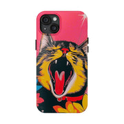 Yawning Cat Pop Art Bright Retro Aesthetic Tough Phone Case LavenderCeleste