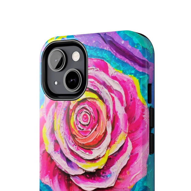 Vibrant Pink Rose Abstract Tough Phone Case LavenderCeleste