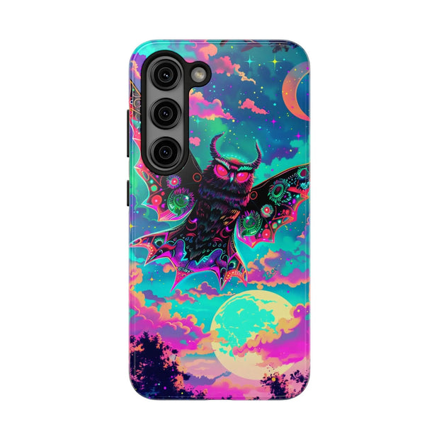 Mothman Tough Phone Case – Psychedelic Neon Cryptid Aesthetic - LavenderCeleste