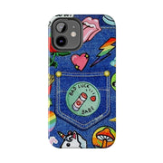 Retro Kidcore Denim Patch Tough Phone Case LavenderCeleste