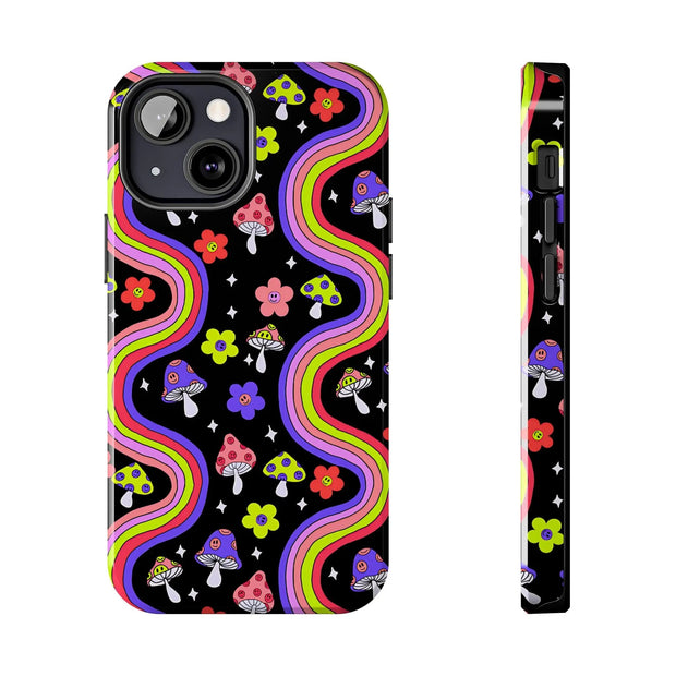 Groovy Mushroom Rainbow Tough Phone Case LavenderCeleste