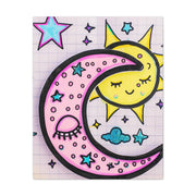 Kawaii Sun and Moon Doodle Matte Canvas Art Print LavenderCeleste