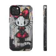 Goth Bow Cat Graffiti Pop Art Tough Phone Case LavenderCeleste